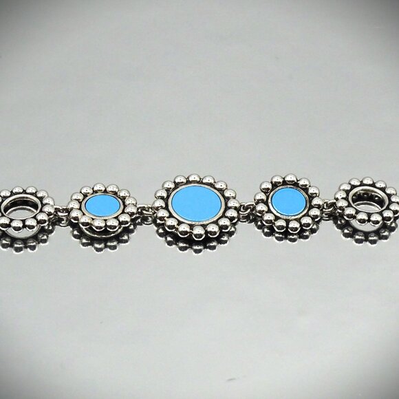 LAGOS Maya Sterling Silver Blue Ceramic Circle Stations Bracelet - Picture 7 of 11